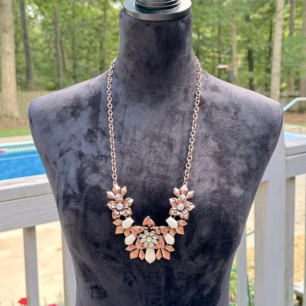 Copper Cream Long or Short Floral Statement Necklace Premier Designs Well Spent